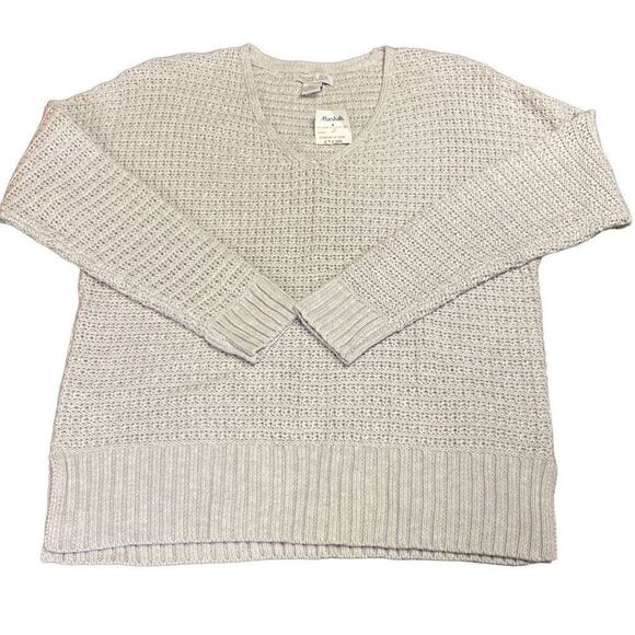 Rachel Zoe Sweater Knit Light Grey Long Sleeve V Neck Size Medium NWT - Picture 1 of 5